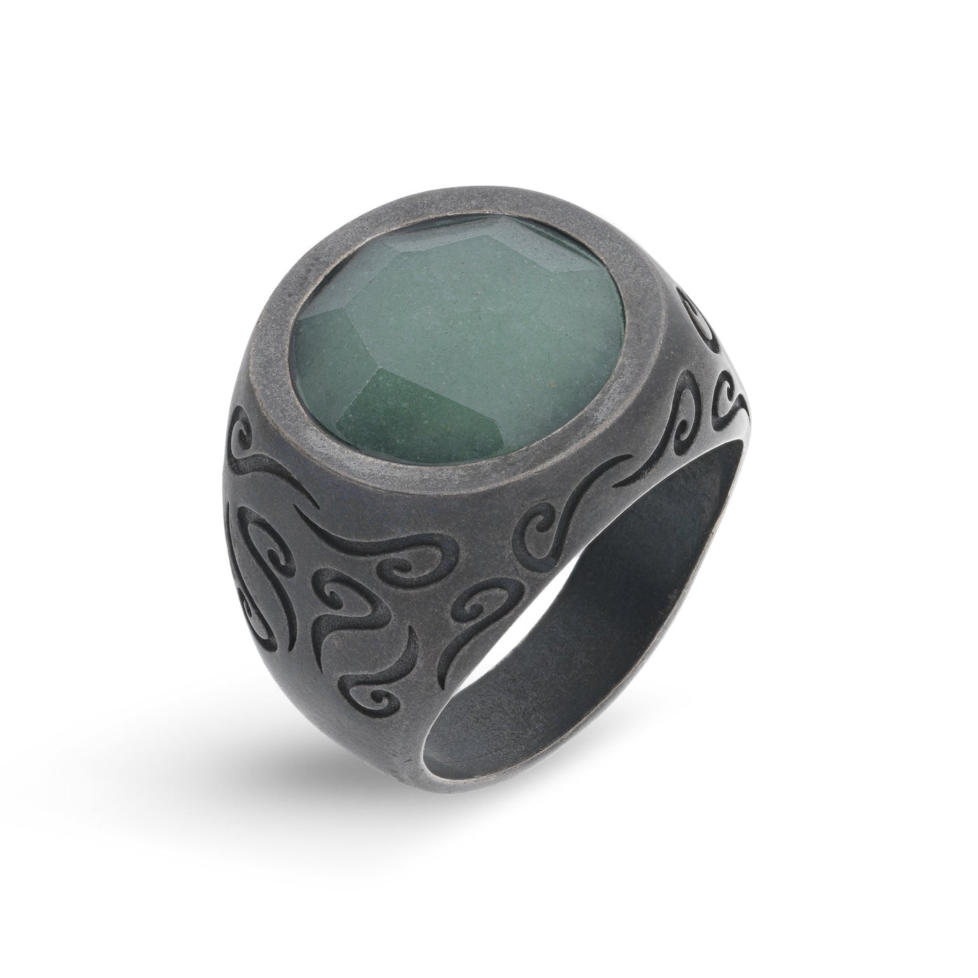 Ara Round Gemstone Ring with Green Aventurine