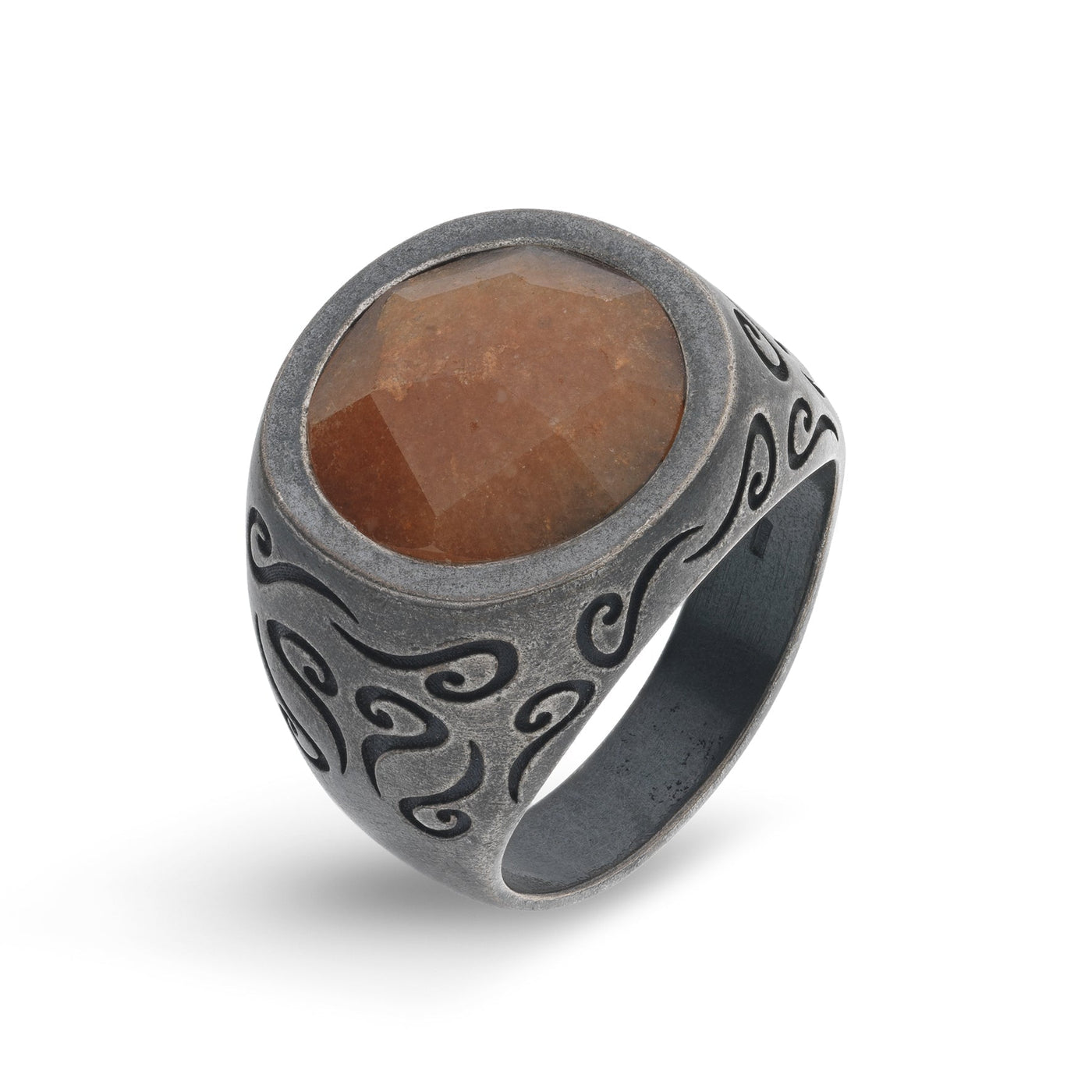 Ara Round Gemstone Ring with Orange Aventurine
