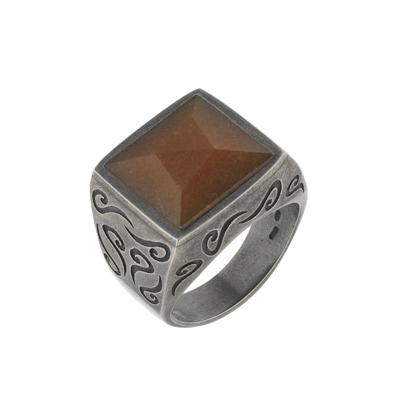 Ara Square Gemstone Ring with Orange Aventurine
