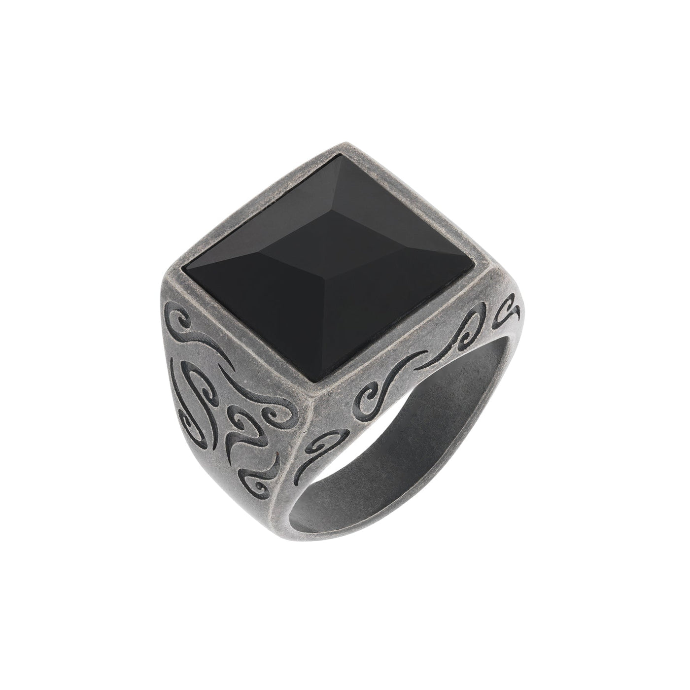 Ara Square Gemstone Ring with Matte Onyx