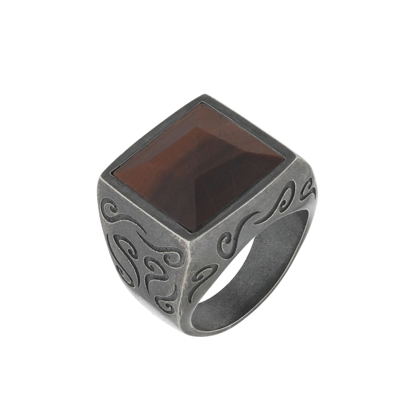Ara Square Gemstone Ring with Red Tiger Eye