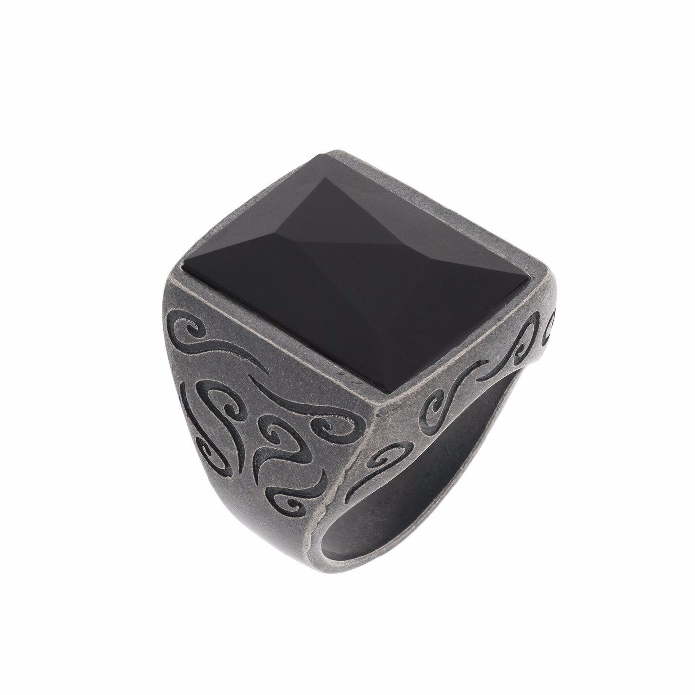 Ara Rectangular Gemstone Ring with Onyx