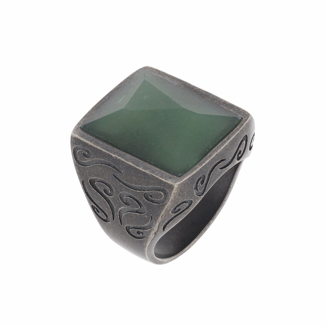 Ara Rectangular Gemstone Ring with Green Aventurine