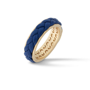 LASH 18K Yellow Gold Vermeil Ring with blue leather