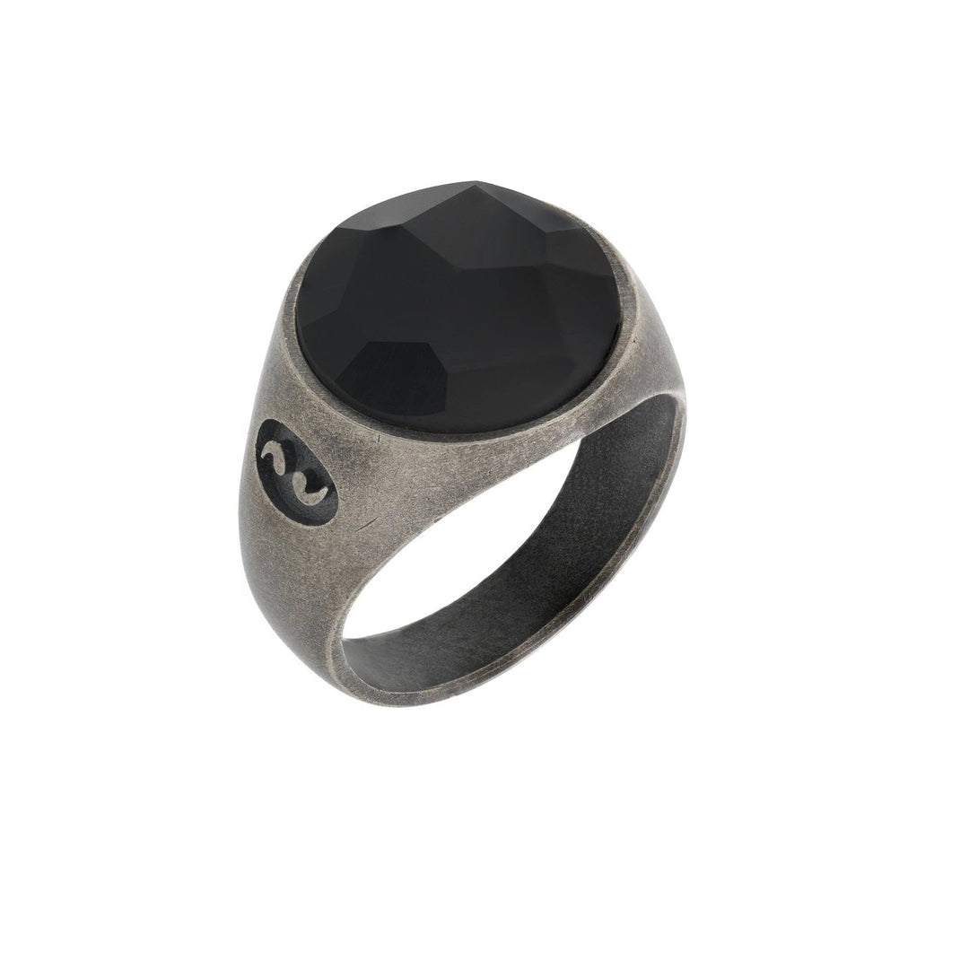 MONETA Oxidized Silver Ring with Gemstone with Onyx