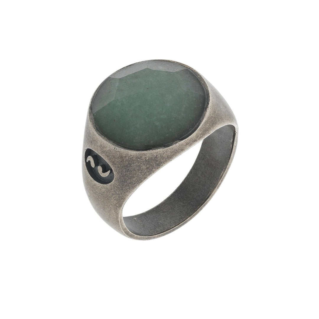 MONETA Oxidized Silver Ring with Gemstone with Green Aventurine