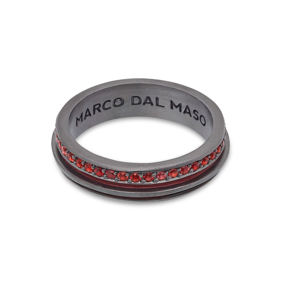 ACIES Slim Band with Red Sapphires and Red Enamel