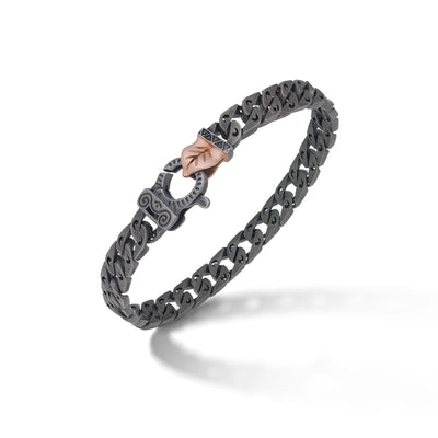 FLAMING TONGUE 18k Rose Gold Vermeil and Oxidized Bracelet with Black Diamonds