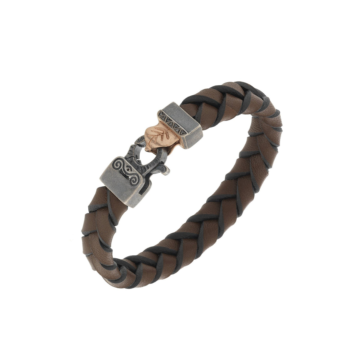 Lash Braided Leather Bracelet with Brown Leather