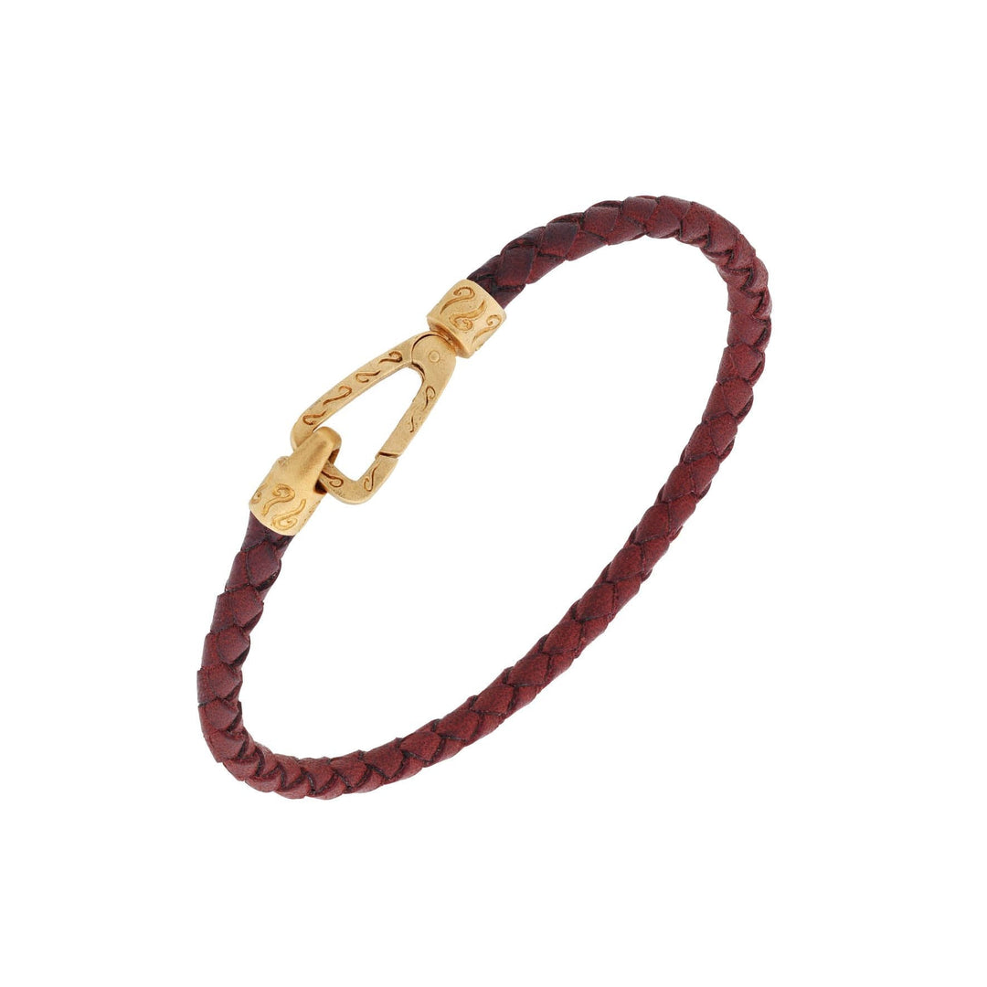Lash 18kt Yellow Gold Vermeil Single Leather Cord Bracelet with Red Leather