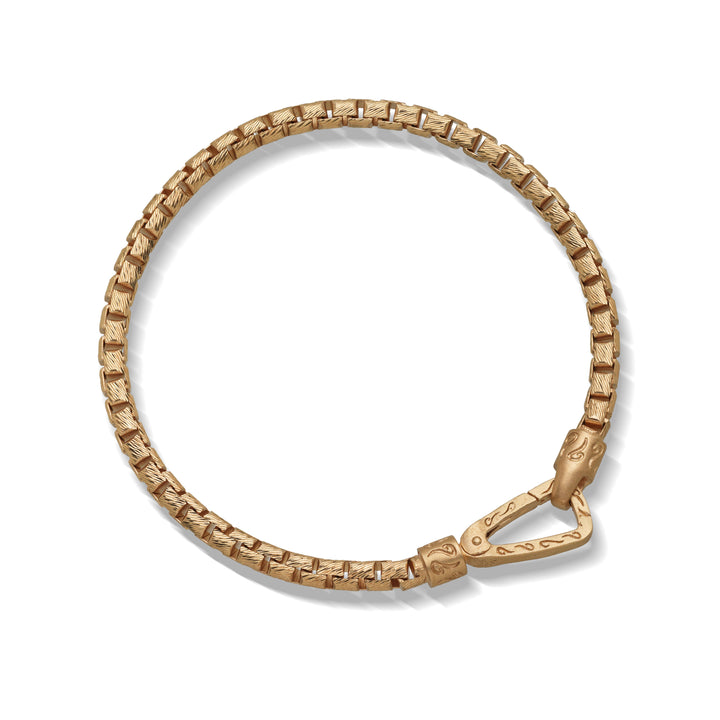 Ulysses Carved Tubular 18K Rose Gold Vermeil Bracelet with Matte Chain and Polished Clasp