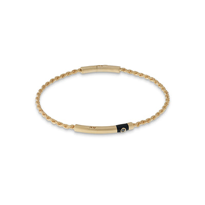 ULYSSES Cord 18K Yellow Gold Vermeil Bracelet with black diamond and enamel