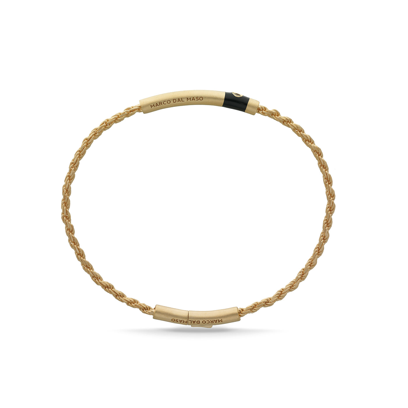 ULYSSES Cord 18K Yellow Gold Vermeil Bracelet with black diamond and enamel