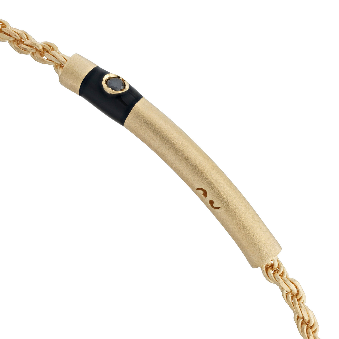 ULYSSES Cord 18K Yellow Gold Vermeil Bracelet with black diamond and enamel