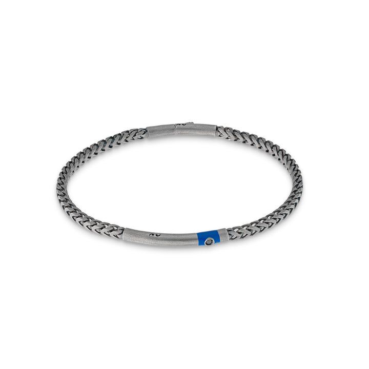 Ulysses Chain Oxidized Bracelet with black diamond and blue enamel