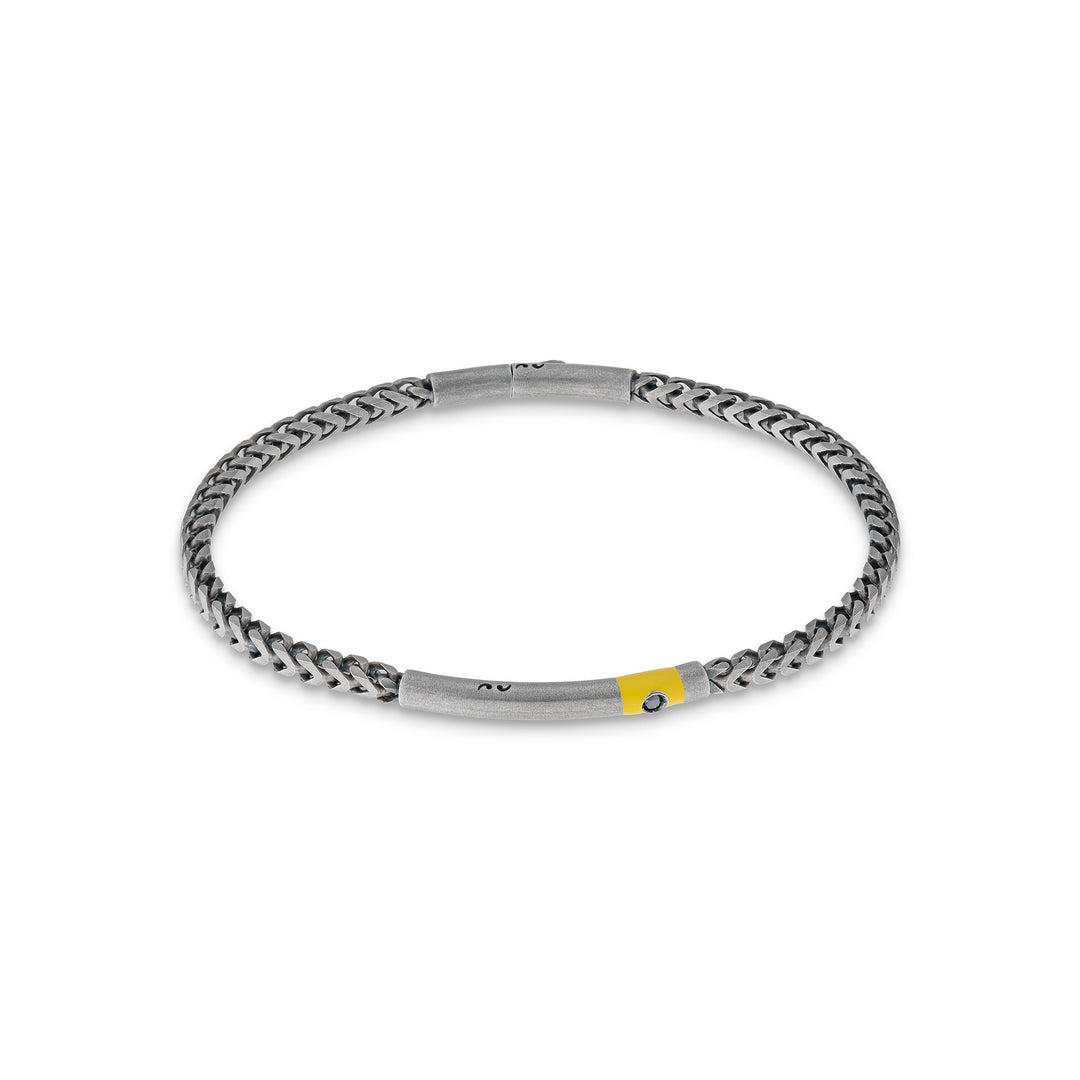 Ulysses Chain Oxidized Bracelet with black diamond and yellow enamel
