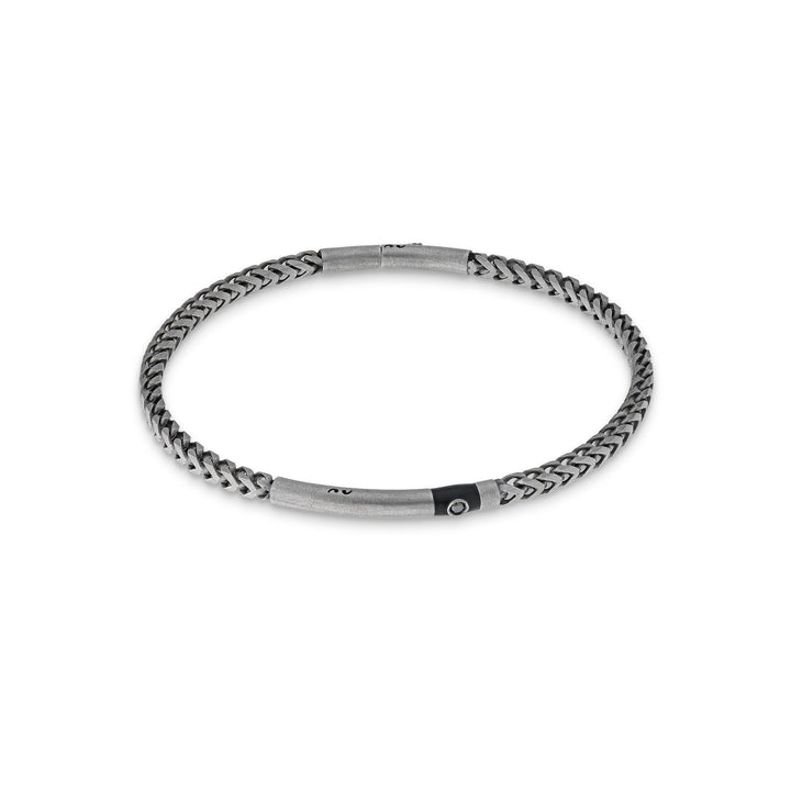 Ulysses Chain Oxidized Bracelet with black diamond and black enamel