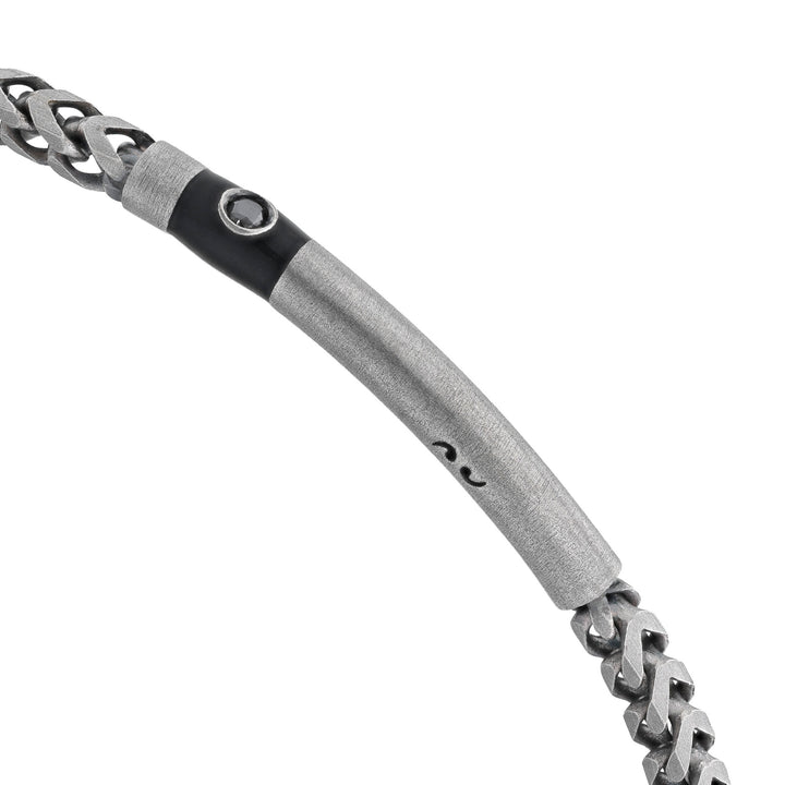 Ulysses Chain Oxidized Bracelet with black diamond and black enamel