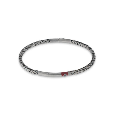 Ulysses Chain Oxidized Bracelet with black diamond and red enamel