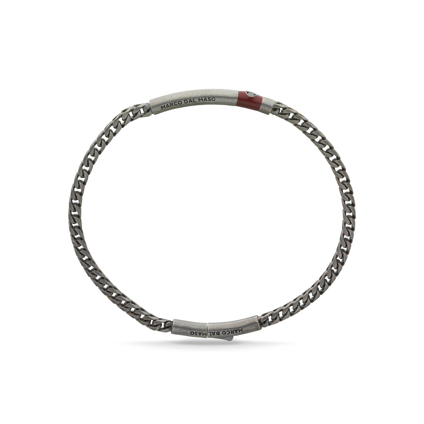 Ulysses Chain Oxidized Bracelet with black diamond and red enamel