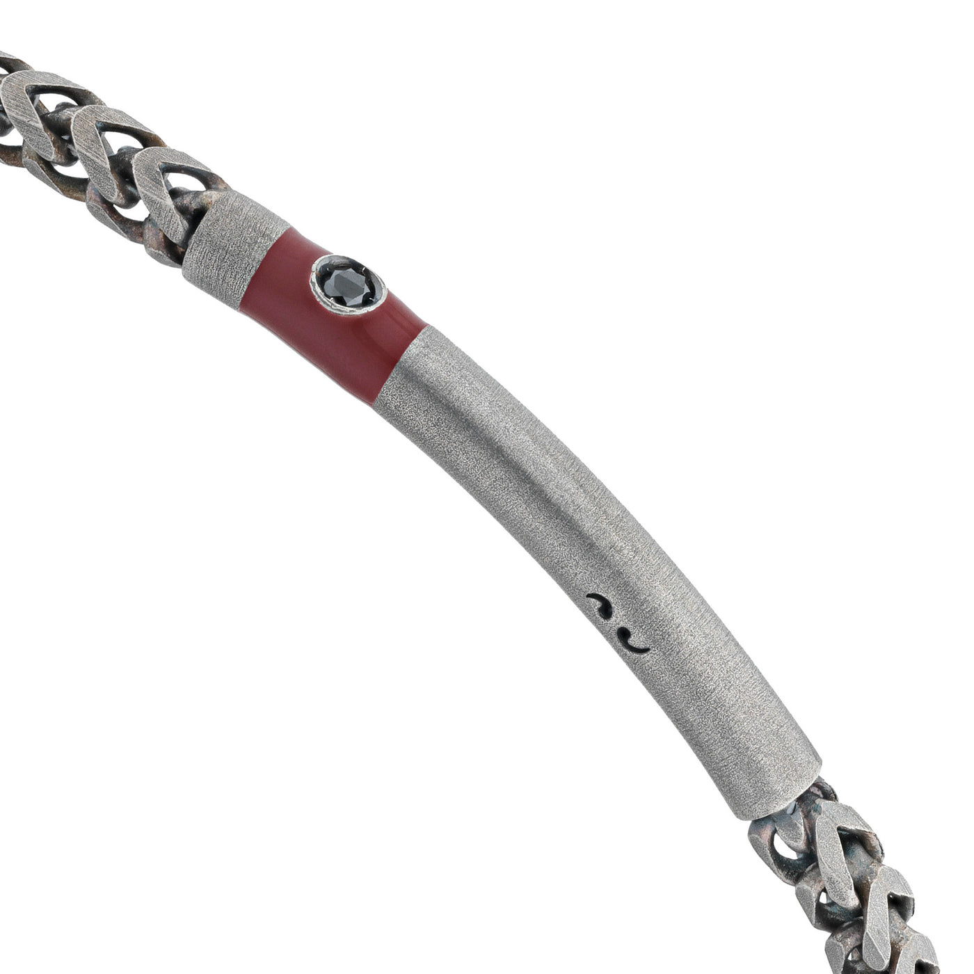 Ulysses Chain Oxidized Bracelet with black diamond and red enamel