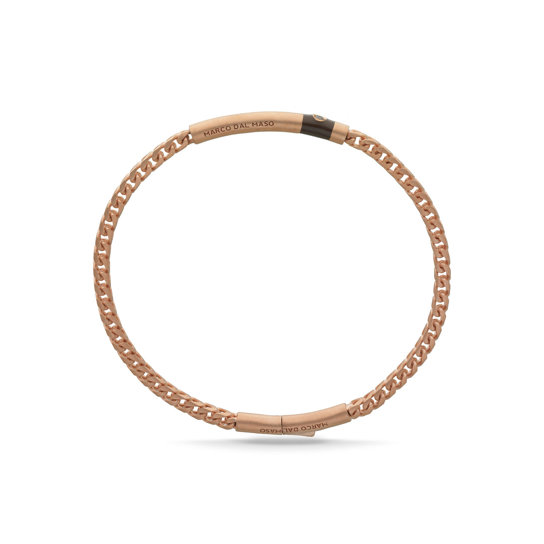 Ulysses Chain 18K Rose Gold Vermeil Bracelet with black diamond and brown enamel