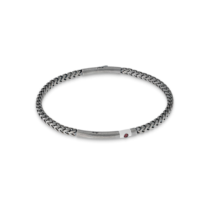 Ulysses Chain Oxidized Bracelet with red sapphires and ivory enamel