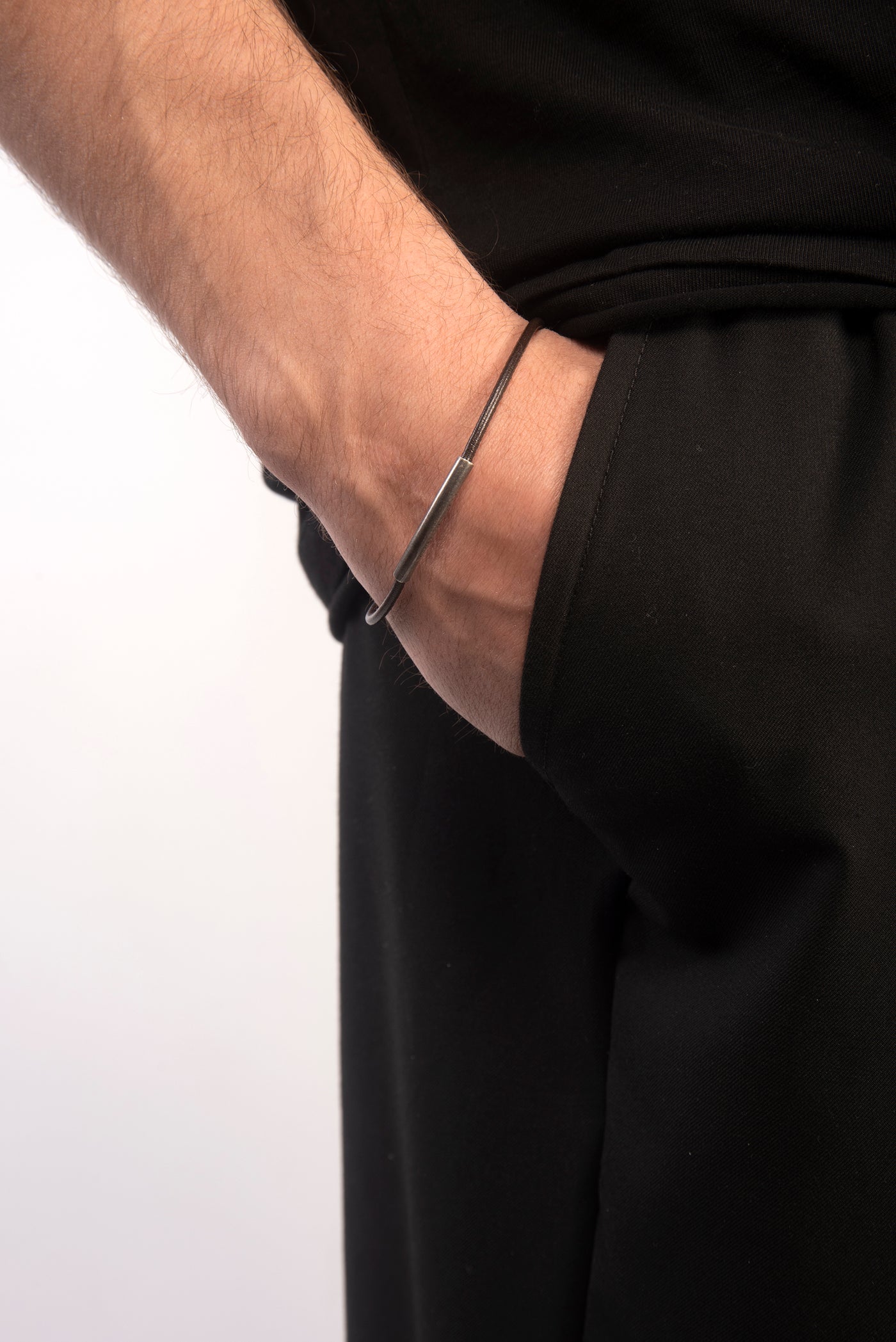 LASH Brown Leather and Silver Bracelet