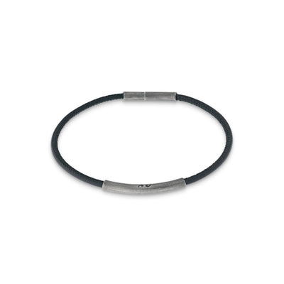 LASH Black Leather and Silver Bracelet
