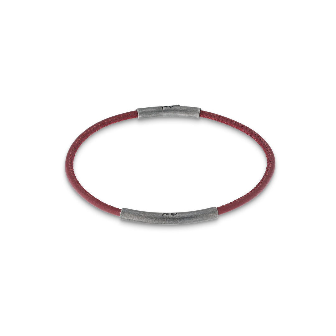 LASH Red Leather and Silver Bracelet