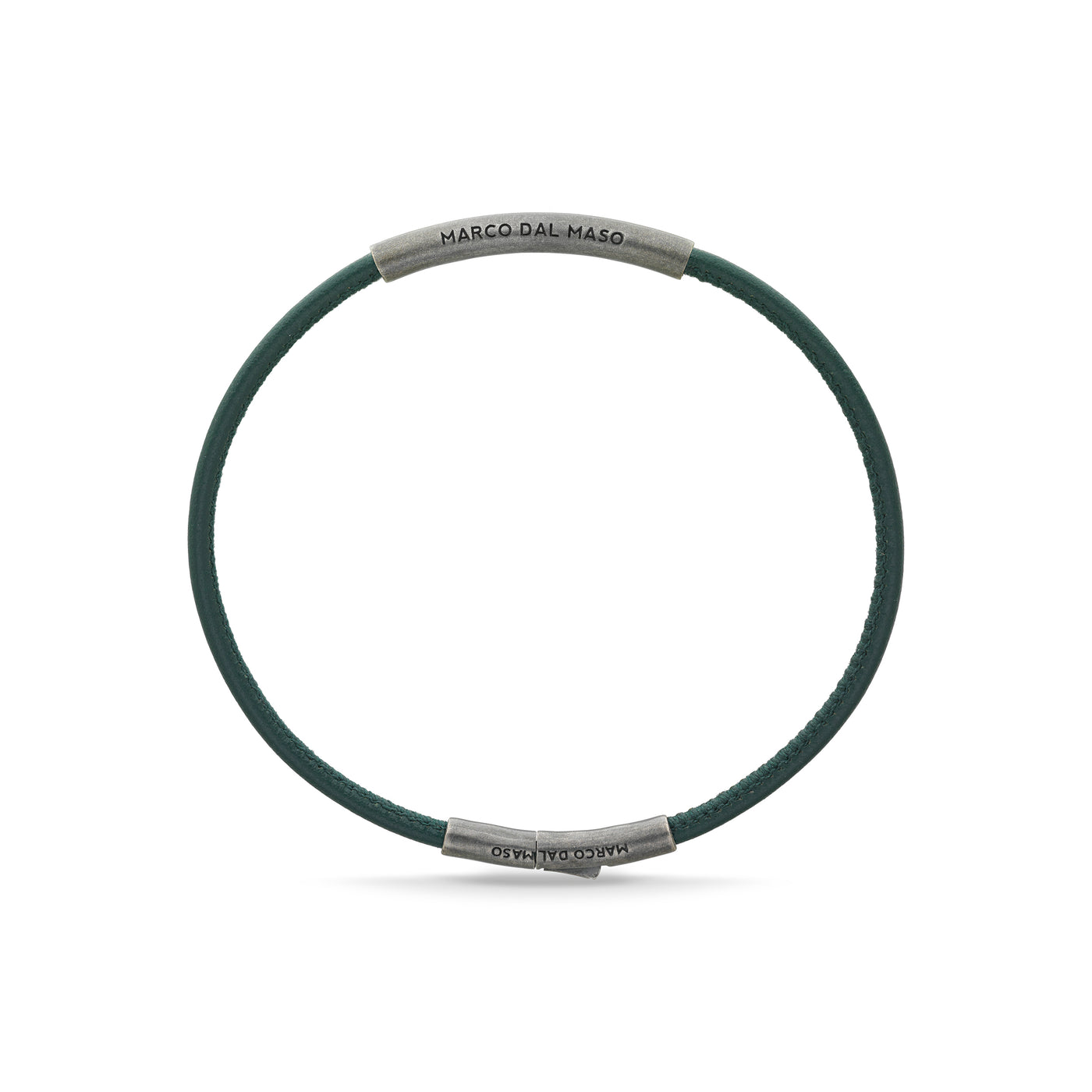 LASH Green Leather and Silver Bracelet