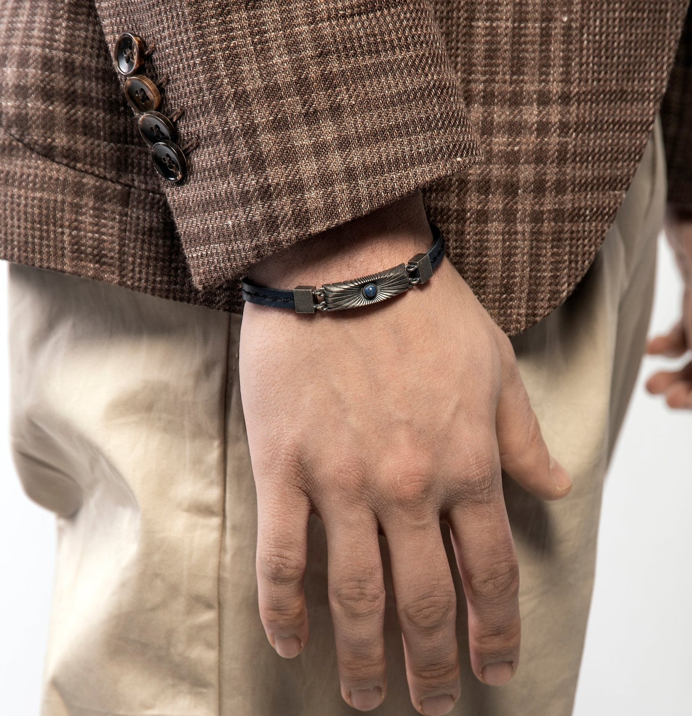 Calyx Lapis and Oxidized Silver Bracelet