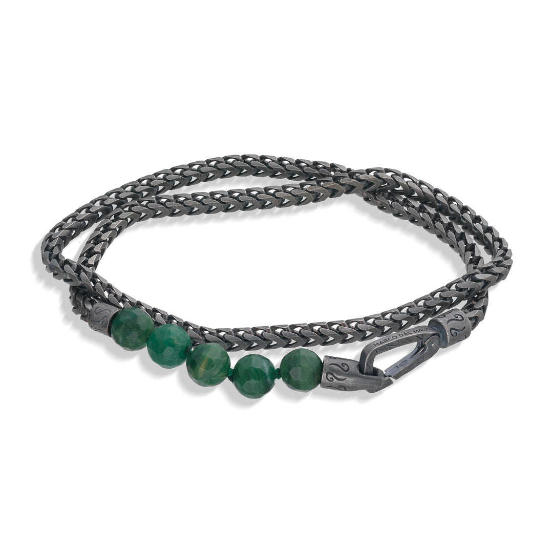 ULYSSES Faceted Beaded Jadeite Chain Double Wrap Bracelet