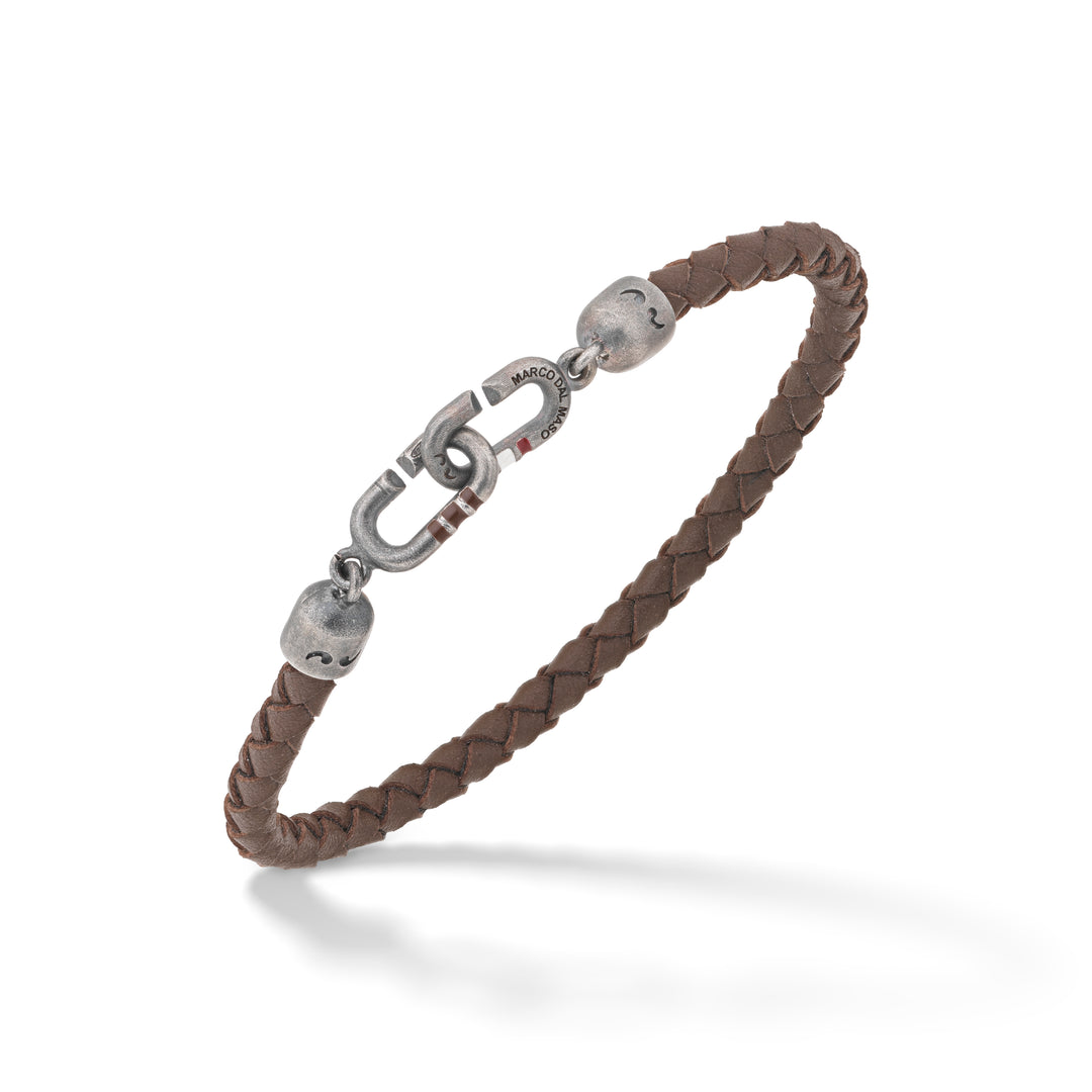 THE LINK Single Brown Enamel and Leather Bracelet