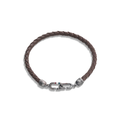 THE LINK Single Brown Enamel and Leather Bracelet