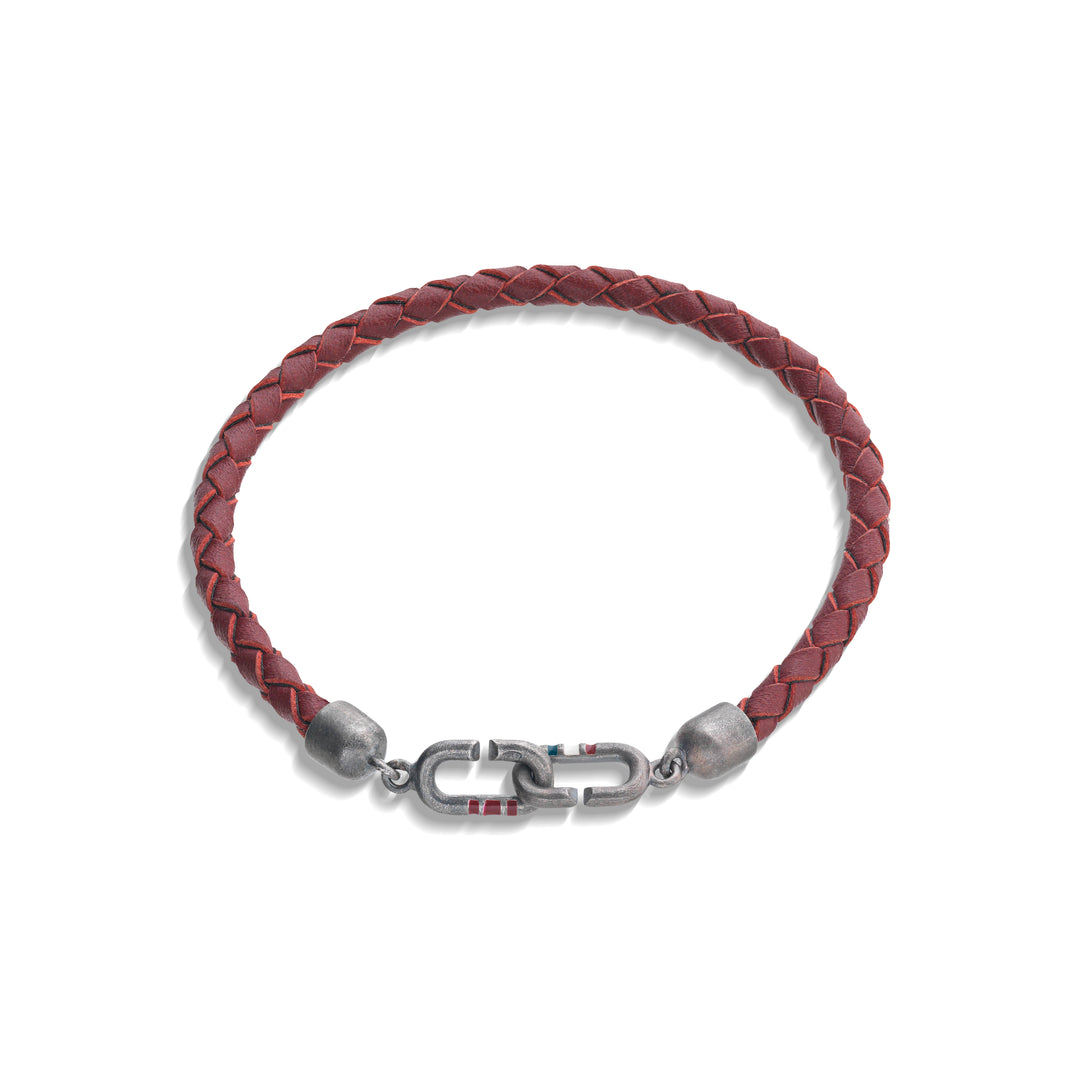 THE LINK Single Red Enamel and Leather Bracelet