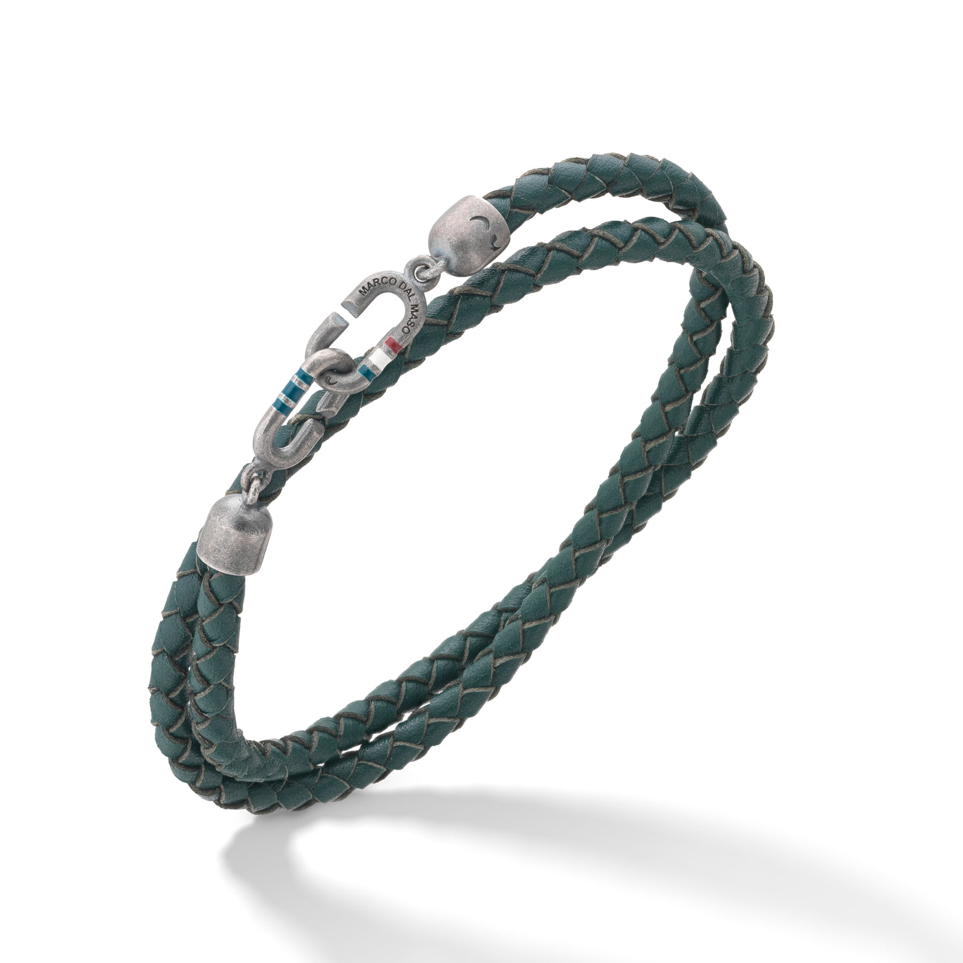 THE LINK Double Wrap Green Enamel and Leather Bracelet