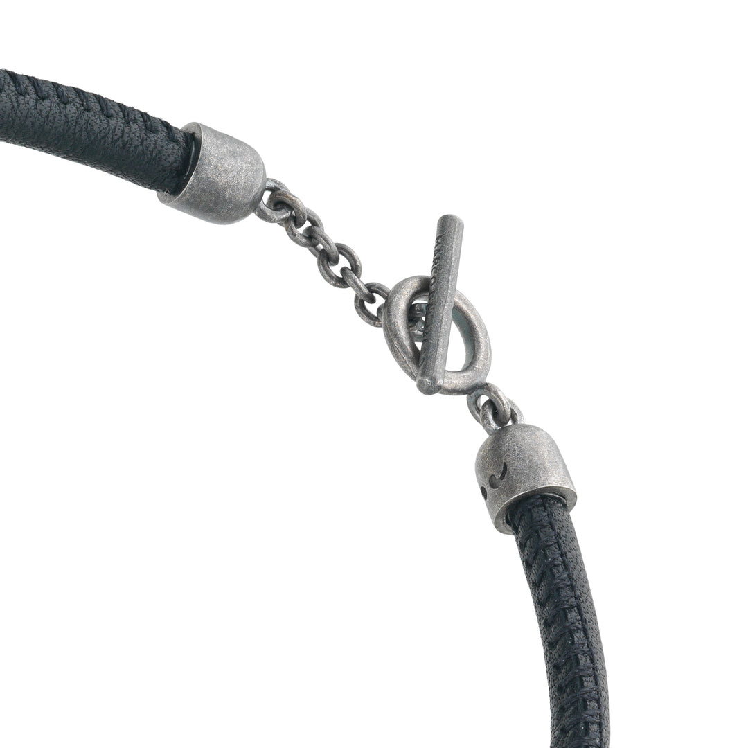 ACIES Roller Bracelet with Black Enamel and Leather