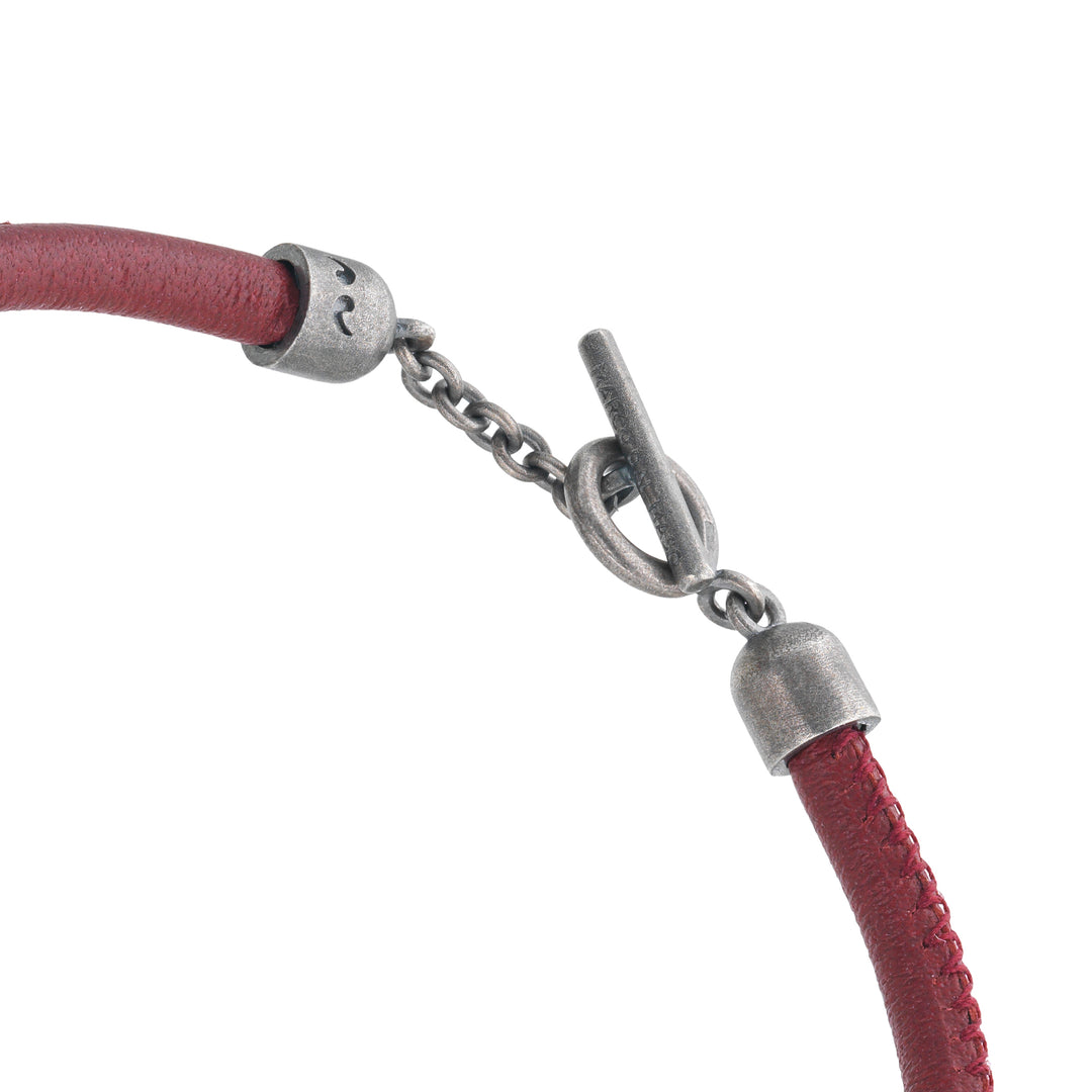 ACIES Roller Bracelet with Red Enamel and Leather