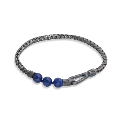 ULYSSES Faceted Beaded Lapis Chain Single Bracelet