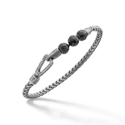 ULYSSES Faceted Beaded Onyx Chain Single Bracelet