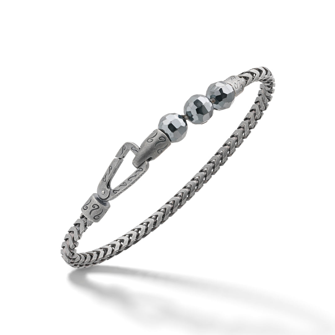 ULYSSES Faceted Beaded Hematite Chain Single Bracelet