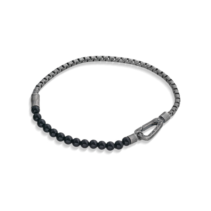 ULYSSES Mini Beaded Onyx Single Chain Bracelet