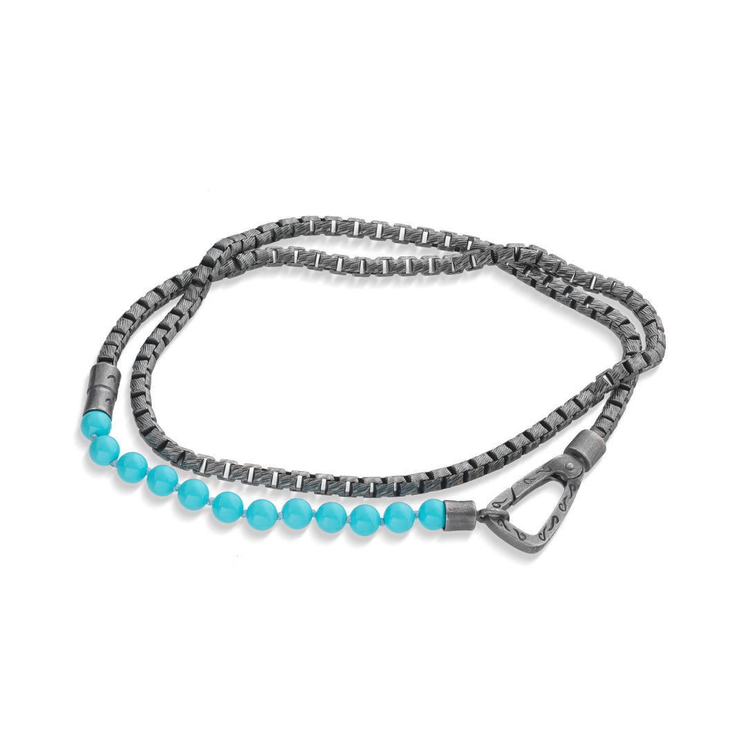 ULYSSES Mini Beaded Turquoise Double Chain Bracelet