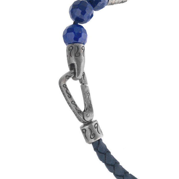 LASH 3 Beaded Lapis with blue leather bracelet