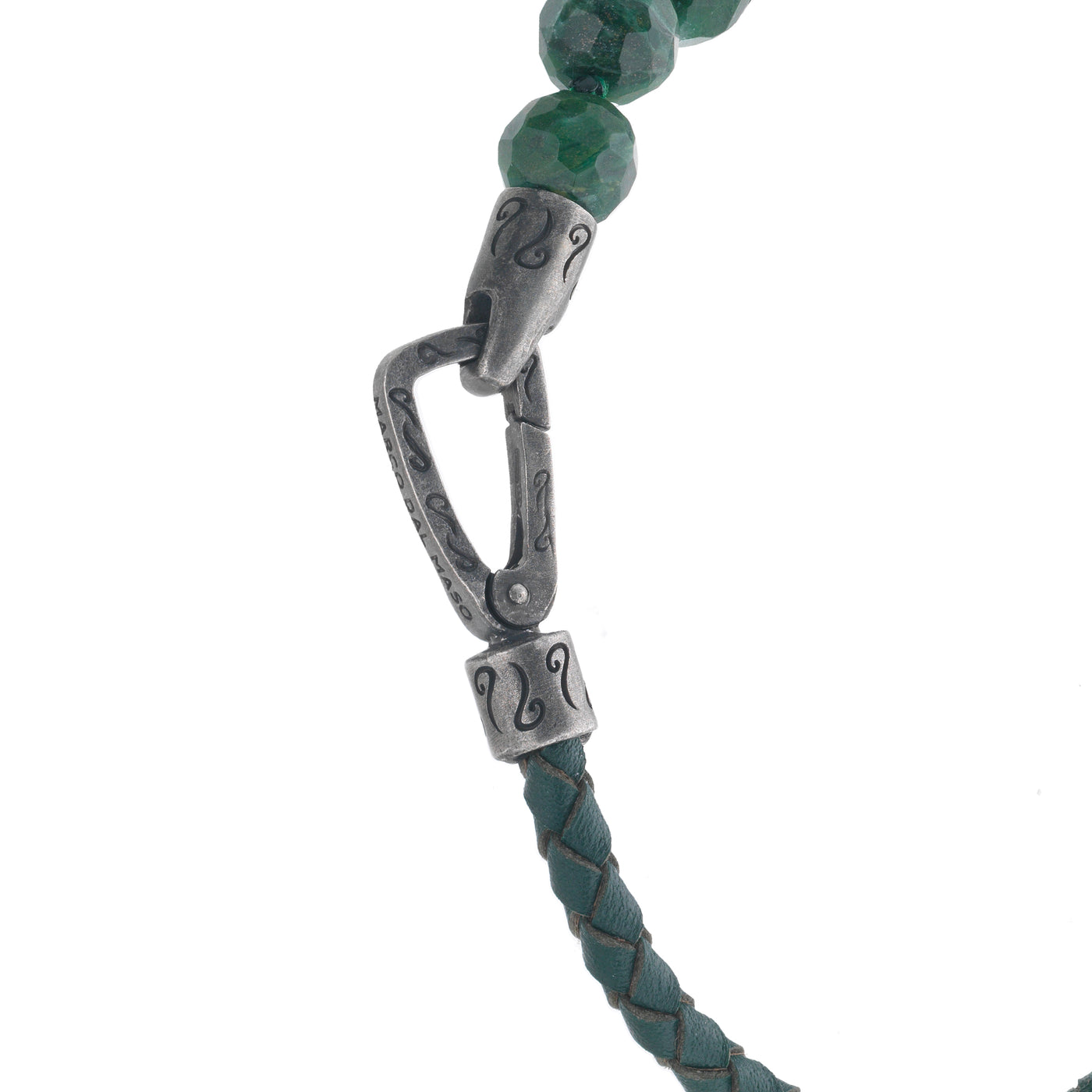 LASH 3 Beaded African Jade with green leather bracelet