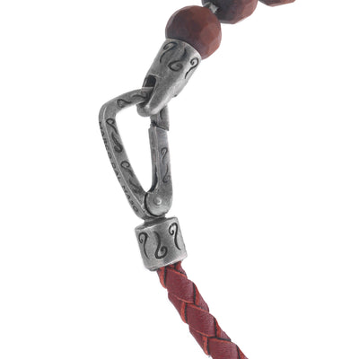 LASH 3 Beaded Red Tiger Eye with red leather bracelet