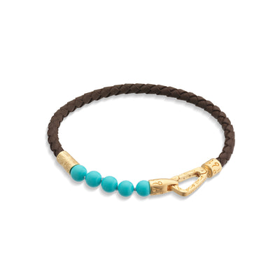 Turquoise 18K Vermeil Single Leather Bracelet