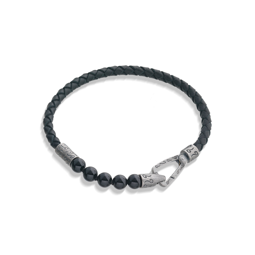 Onyx Single Leather Bracelet