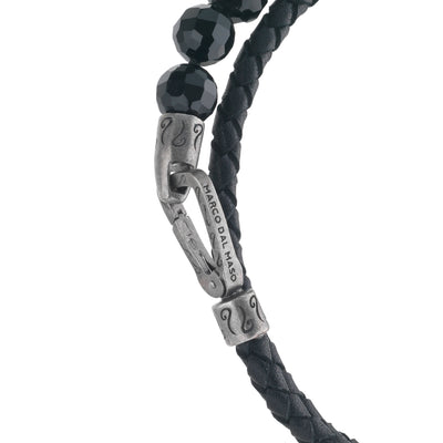 LASH Faceted Onyx Double Wrap Leather Bracelet